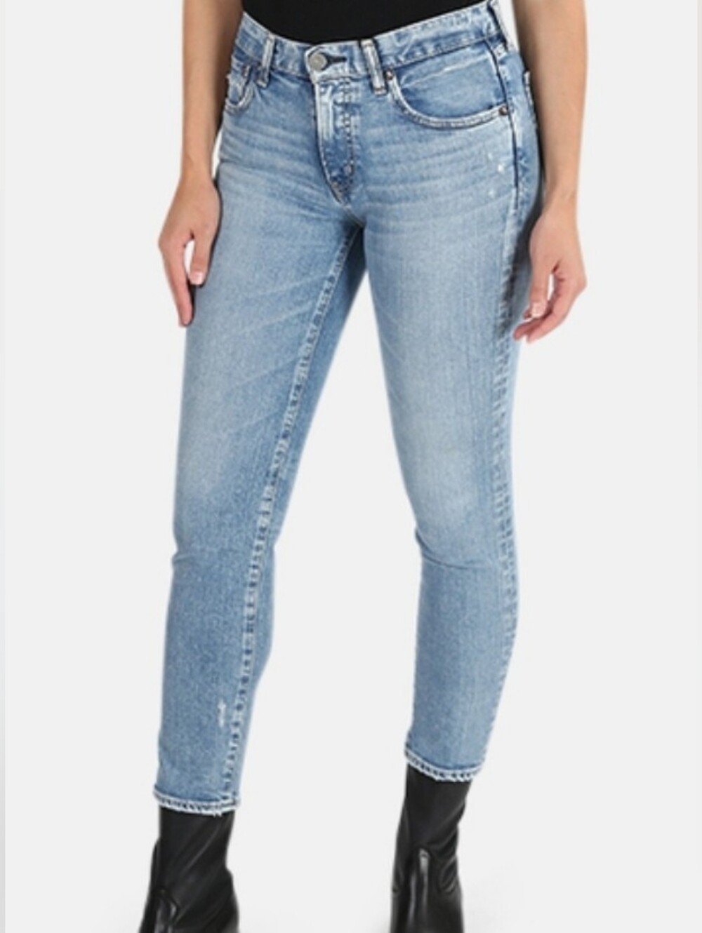 Moussy MV Edmond Skinny Jeans Blue Distressed Japanese Denim Size 29